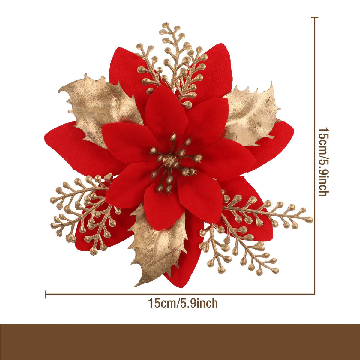 Künstliche Goldstaub-Blüte, 12 cm Durchmesser, Weihnachtsdekoration, DIY-Deko, einzeln