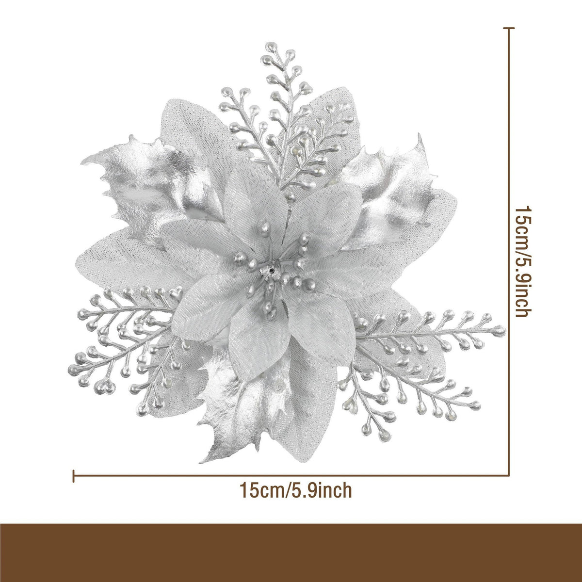 Künstliche Goldstaub-Blüte, 12 cm Durchmesser, Weihnachtsdekoration, DIY-Deko, einzeln