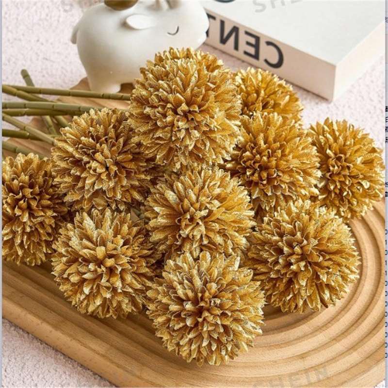 Künstliche Pompon-Chrysantheme, 10 Einzelstiele mit je 1 Blüte, Stoffblüten in Macaron-Farben, für Hochzeit & Dekoration