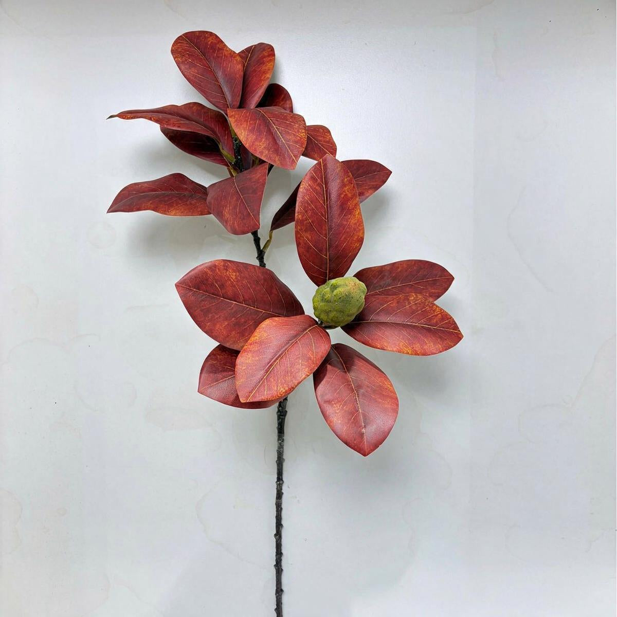 Künstlicher Kunstpflanzen-Zweig Kapok-Blätter mit Früchten, 90 cm, Kunststoff, Deko für Hochzeit, Schaufenster und Zuhause