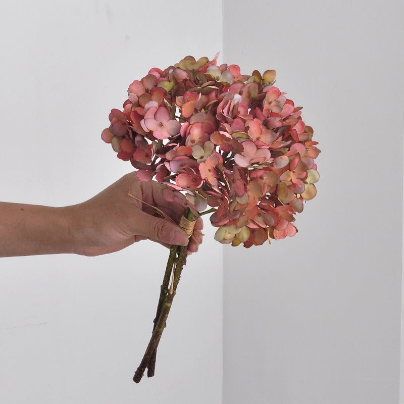 Hortensien Kunstblumen-Bouquet, 3 Blüten pro Bund, Stiele biegbar, PVC und Kunstseide, für Hochzeit, Hotel und Wohnraum