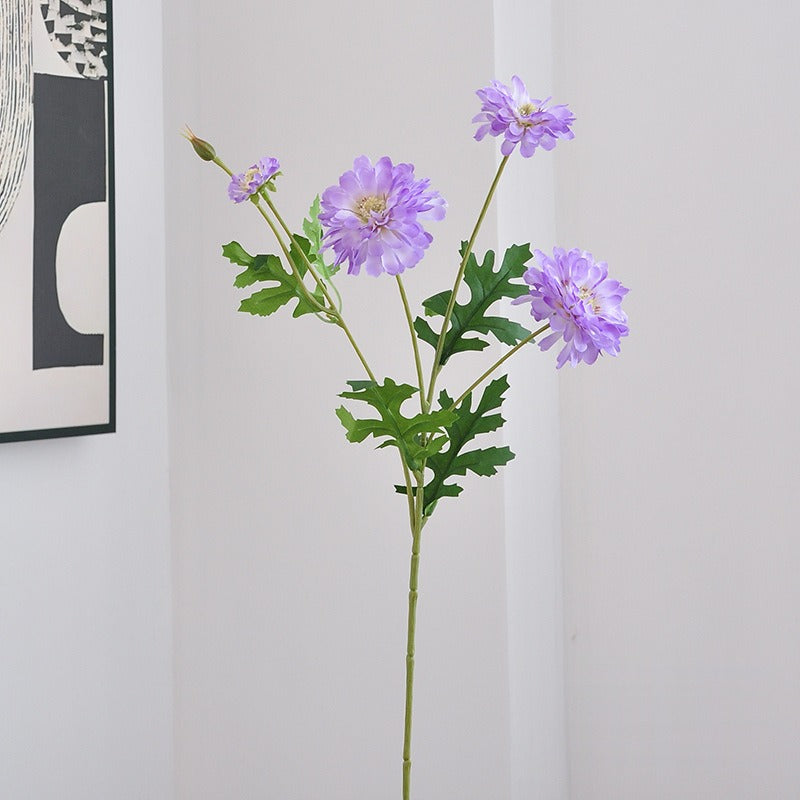 Künstliche Zinnie, 1 Stiel mit 4 Blüten, 54 cm hoch, aus Seidenstoff, für Hochzeiten und Innendekoration
