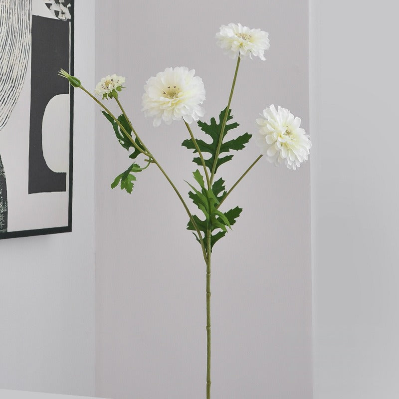 Künstliche Zinnie, 1 Stiel mit 4 Blüten, 54 cm hoch, aus Seidenstoff, für Hochzeiten und Innendekoration