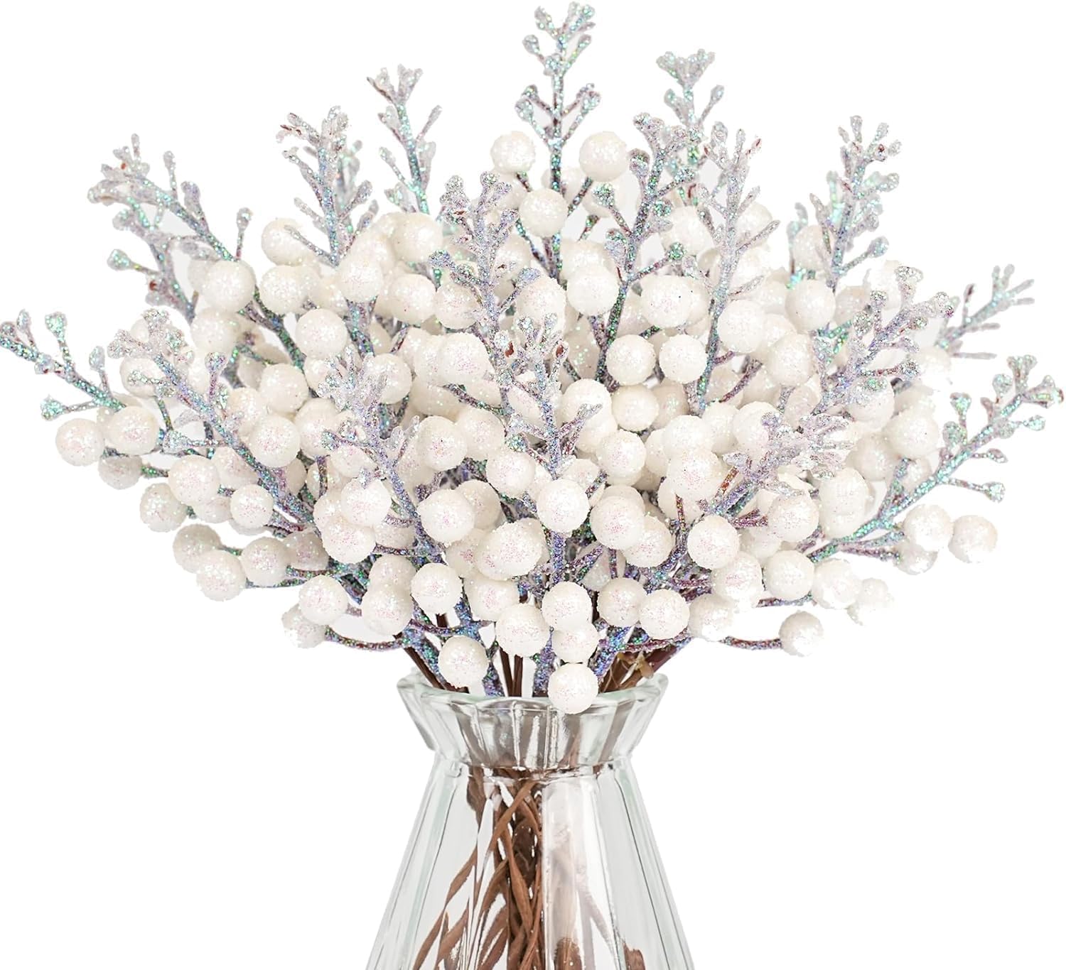 22cm 24 Stück Glitter Künstliche Holly Beeren Stämme für Weihnachten