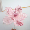 25 cm Künstliche Poinsettie Rosa mit Pailletten Weihnachtsbaumschmuck – kunstblumenshop