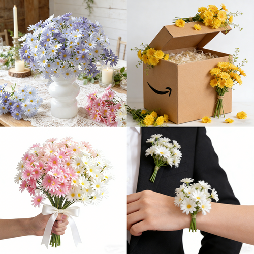 27 cm Gänseblümchenstängel, Realistische Seidenblumen für Hochzeiten, Handarbeiten & DIY-Projekte
