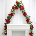 2 Stück 180cm Künstliche Poinsettienranke - Weihnachtsgirlande Festliche Hängedekoration