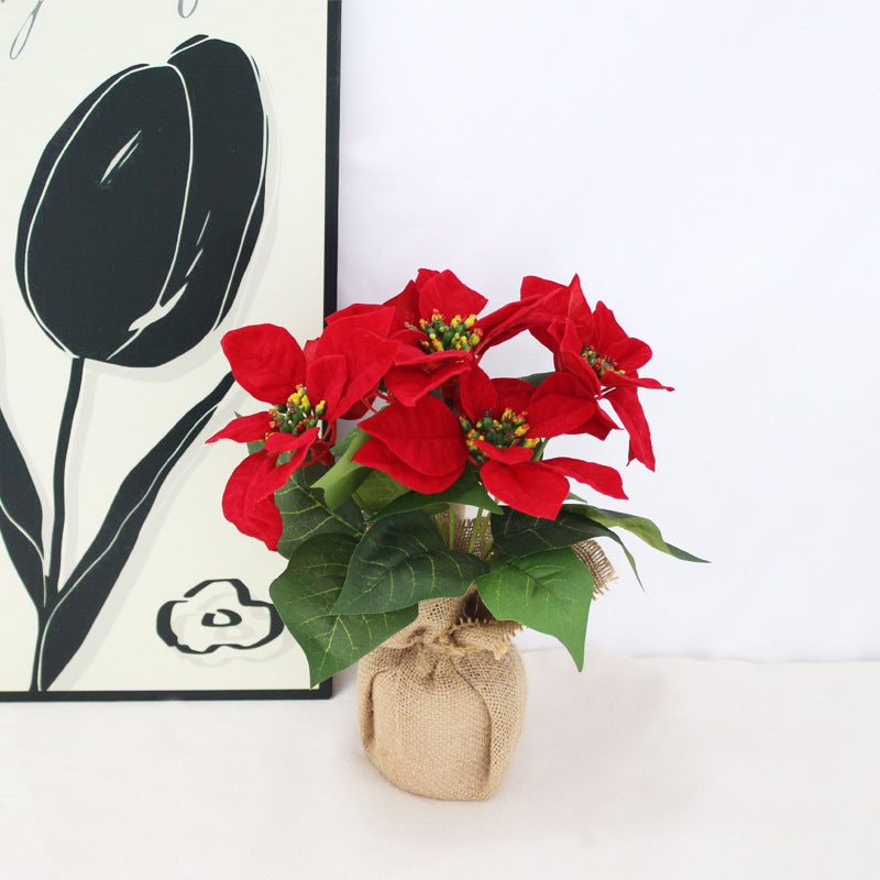 2 Stück Weihnachtsstern künstlich Fenster naturgetreu Weihnachten Dekoration Weihnachtsdeko