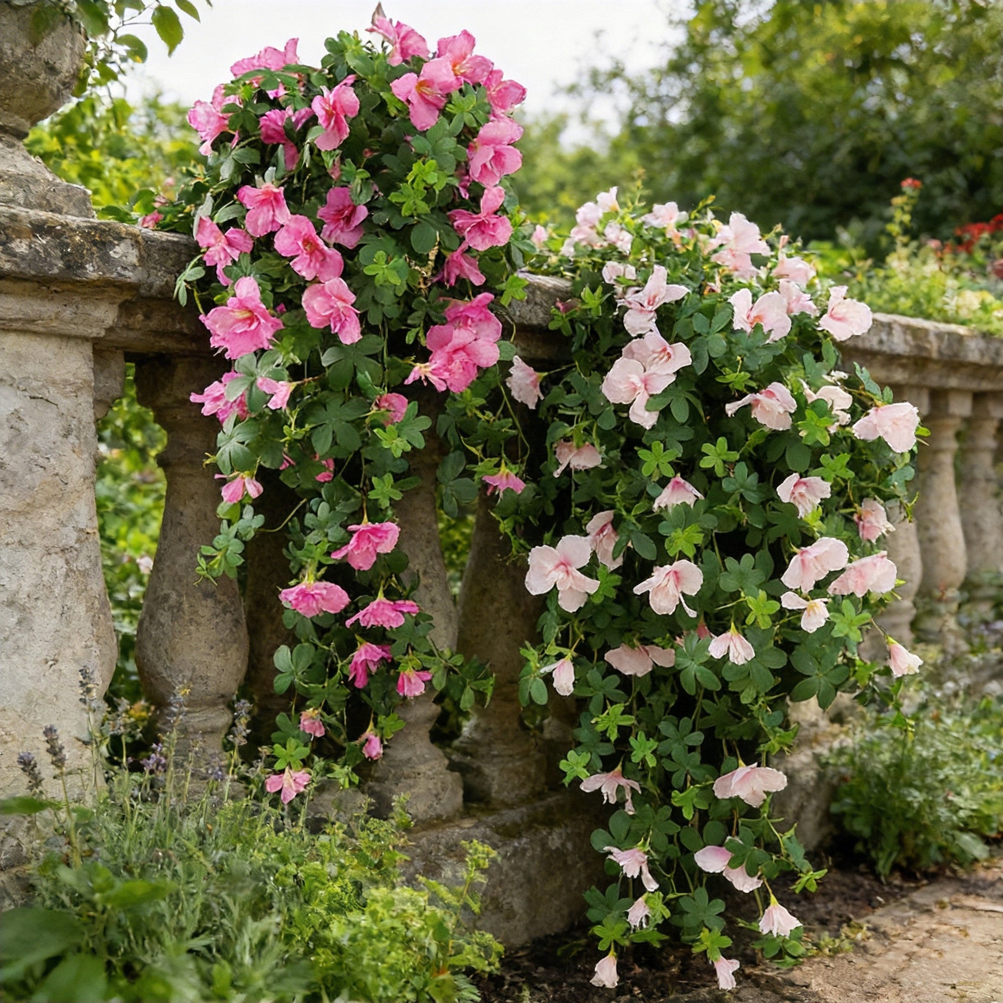 2er Pack Künstliche Azaleen Hängepflanzen, UV-beständig 84cm, Kunstblumen für Balkonkasten & Terrasse, Wetterfest