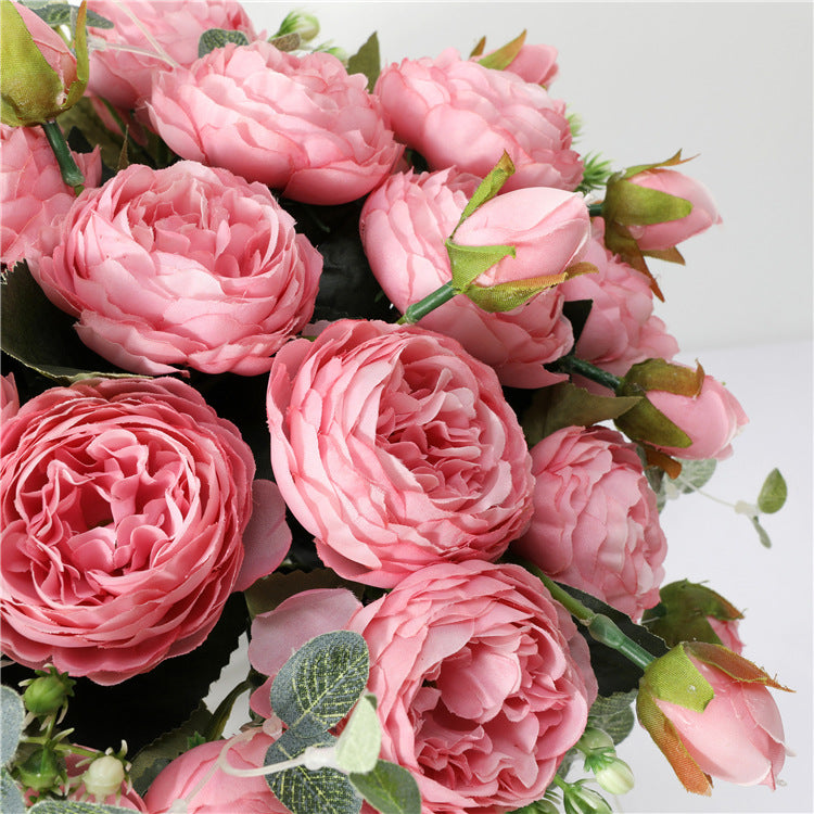 Großhandel: 30 cm Pfingstrosen-Busch-Bouquet aus künstlichen Seidenblumen, Arrangement im Bulk-Format