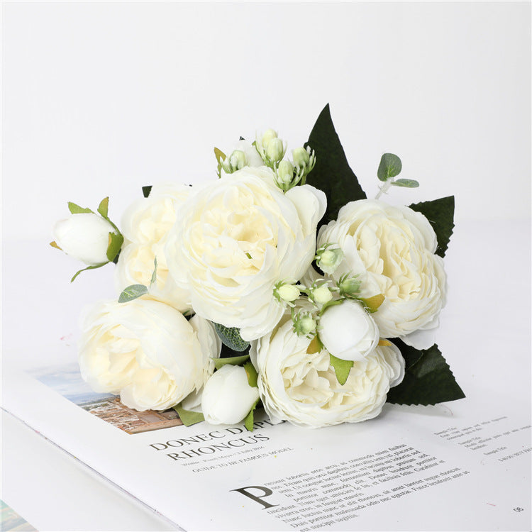 Großhandel: 30 cm Pfingstrosen-Busch-Bouquet aus künstlichen Seidenblumen, Arrangement im Bulk-Format