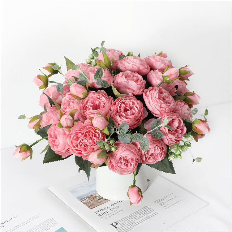 Großhandel: 30 cm Pfingstrosen-Busch-Bouquet aus künstlichen Seidenblumen, Arrangement im Bulk-Format