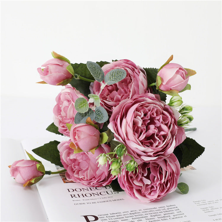 Großhandel: 30 cm Pfingstrosen-Busch-Bouquet aus künstlichen Seidenblumen, Arrangement im Bulk-Format
