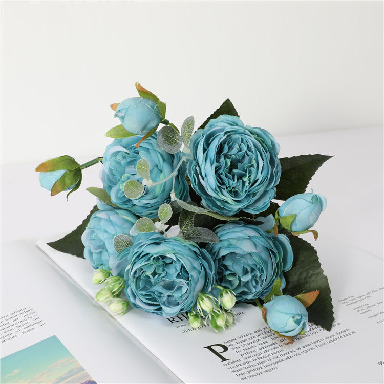 Großhandel: 30 cm Pfingstrosen-Busch-Bouquet aus künstlichen Seidenblumen, Arrangement im Bulk-Format