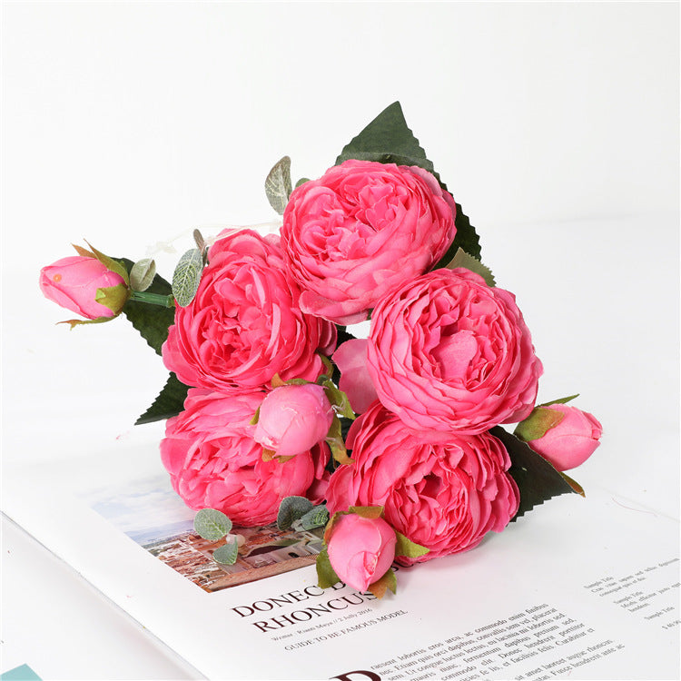 Großhandel: 30 cm Pfingstrosen-Busch-Bouquet aus künstlichen Seidenblumen, Arrangement im Bulk-Format