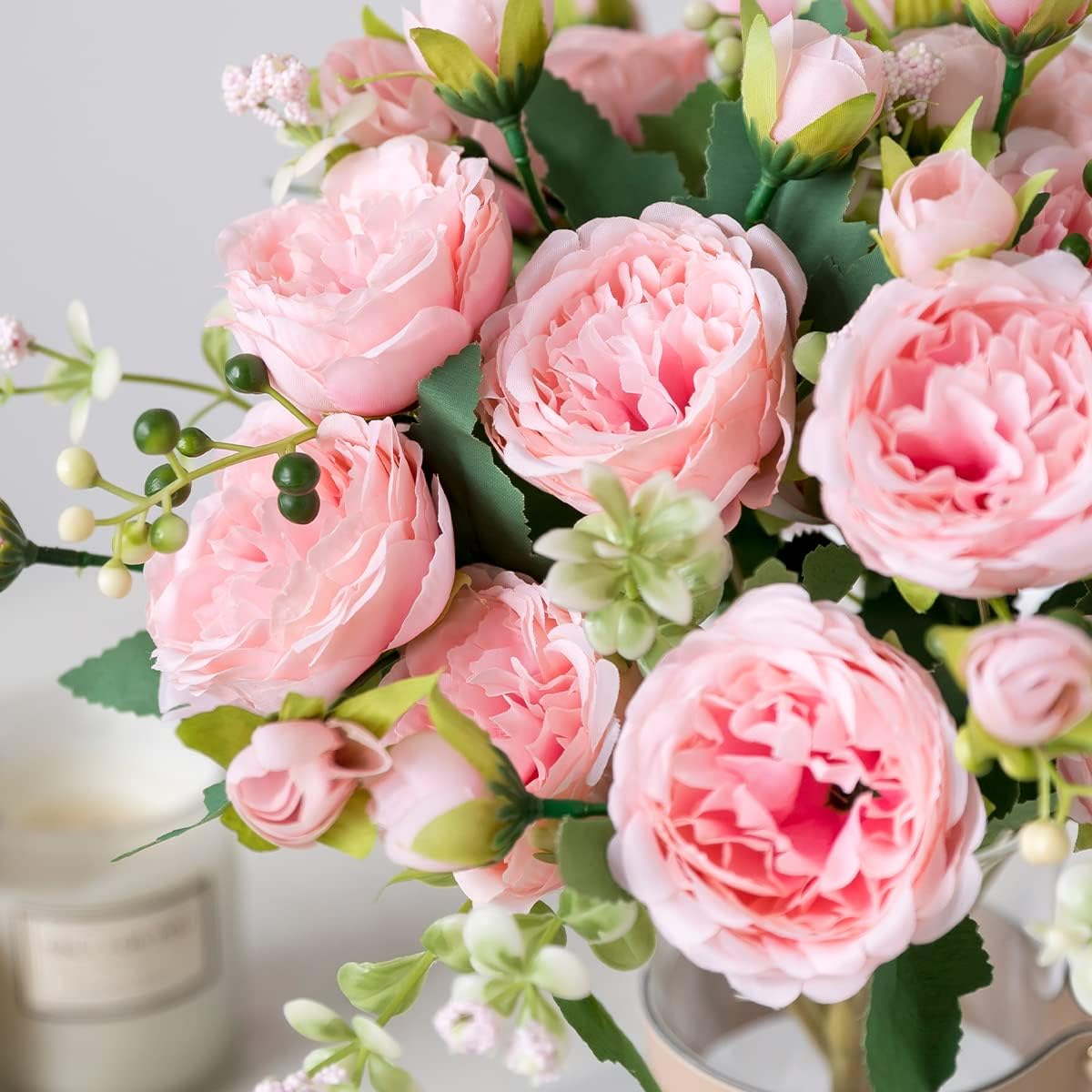 Großhandel 4 Bündel Pfingstrose Künstliche Blumen Blaugrün Blumen Seidenpfingstrosen Blumensträuße für Hochzeit Partei Tischaufsätze Blumenarrangement Heim Küche Dekor