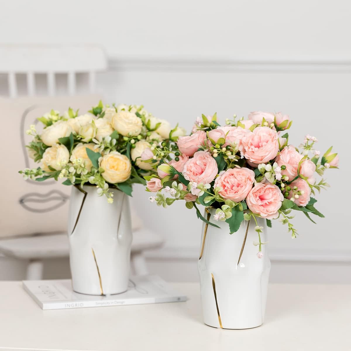 Großhandel 4 Bündel Pfingstrose Künstliche Blumen Blaugrün Blumen Seidenpfingstrosen Blumensträuße für Hochzeit Partei Tischaufsätze Blumenarrangement Heim Küche Dekor