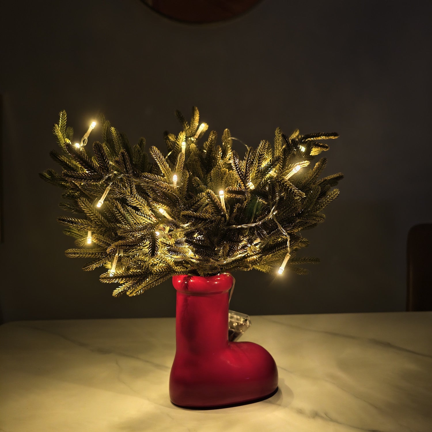 5 Stück Beleuchtete Kiefernzweige – Leuchtende Norfolk-Kiefernäste als Vasenfüller