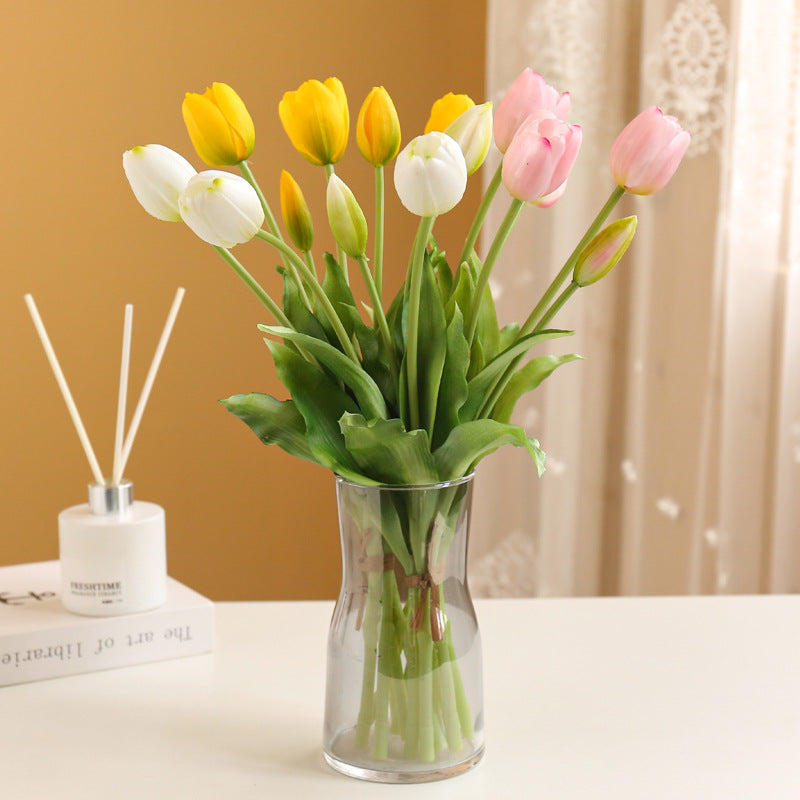 5 Stück künstliche Tulpen mit echtem Griffgefühl (Latex) – UV-beständige Kunstblumenstrauße für Tischdekoration, Home Decor, Parties, Hochzeiten und Gartendekoration