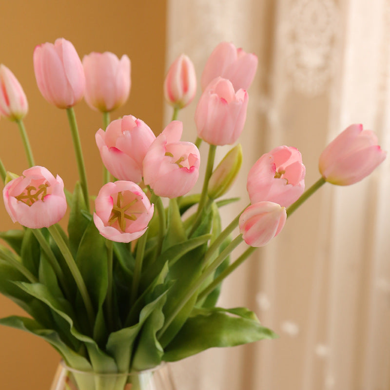 5 Stück künstliche Tulpen mit echtem Griffgefühl (Latex) – UV-beständige Kunstblumenstrauße für Tischdekoration, Home Decor, Parties, Hochzeiten und Gartendekoration