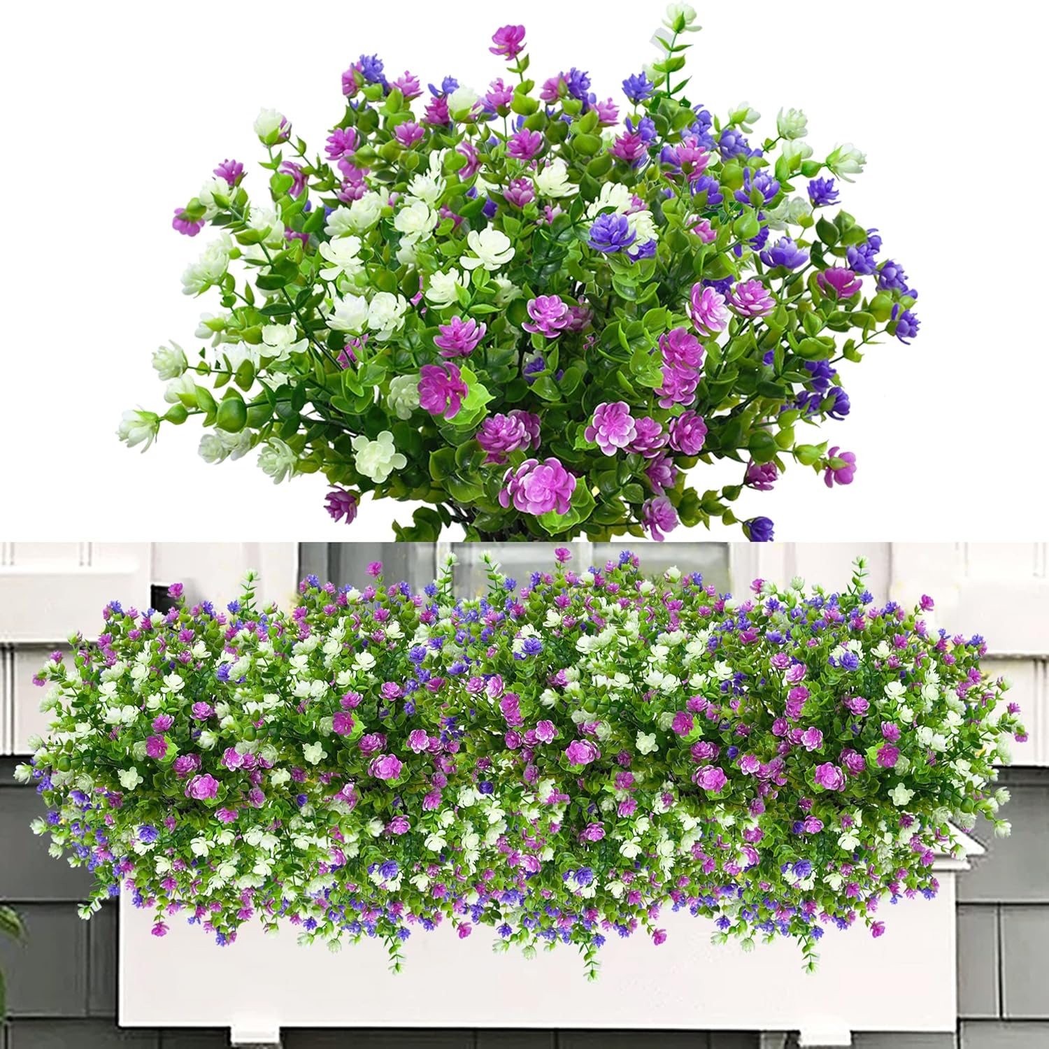 35cm 6 Bündel Künstliche Blumen Balkon Kunstblumen Wetterfest Kunstpflanzen Außen Blumenstrauß Pflanzen UV-beständig Balkonpflanzen wie echt für Balkonkasten Innen Außenbereich Outdoor
