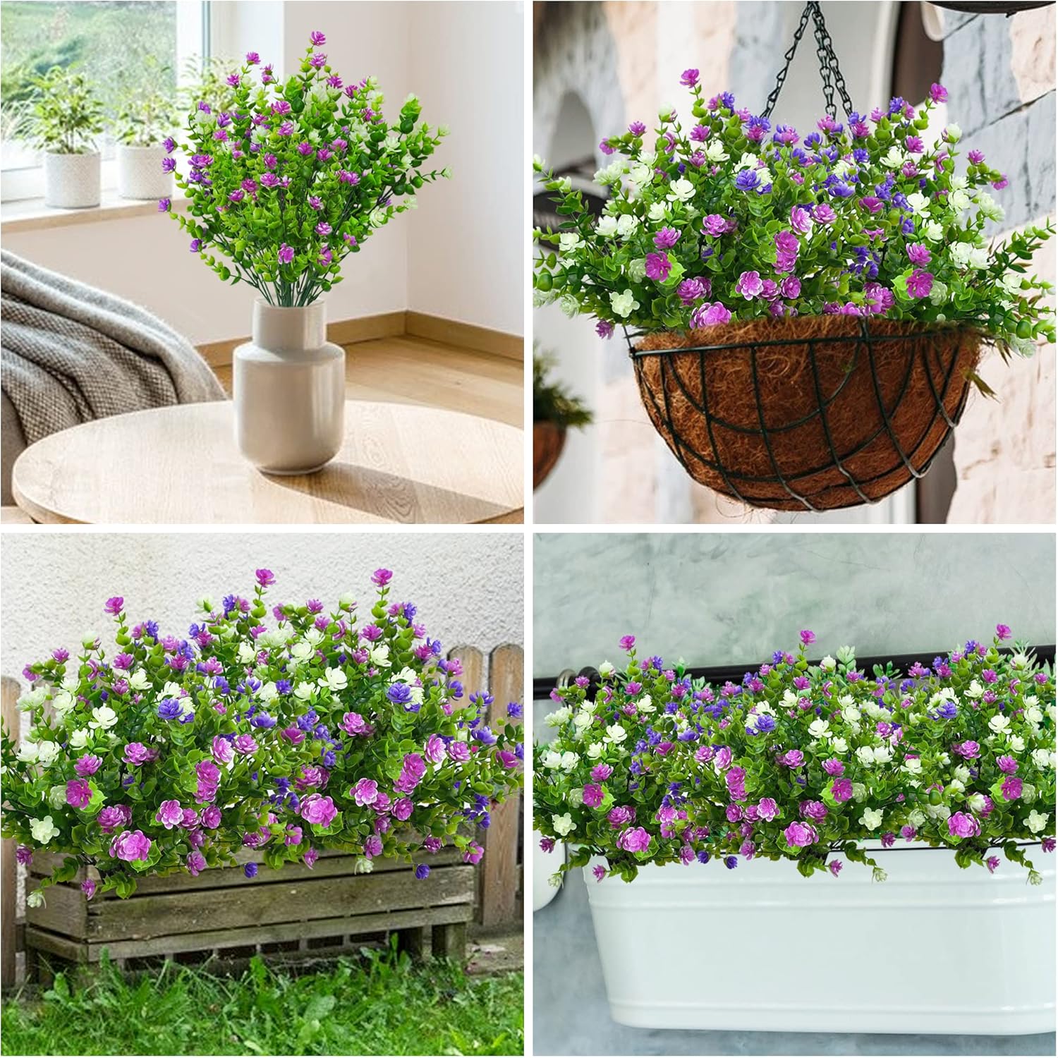 35cm 6 Bündel Künstliche Blumen Balkon Kunstblumen Wetterfest Kunstpflanzen Außen Blumenstrauß Pflanzen UV-beständig Balkonpflanzen wie echt für Balkonkasten Innen Außenbereich Outdoor