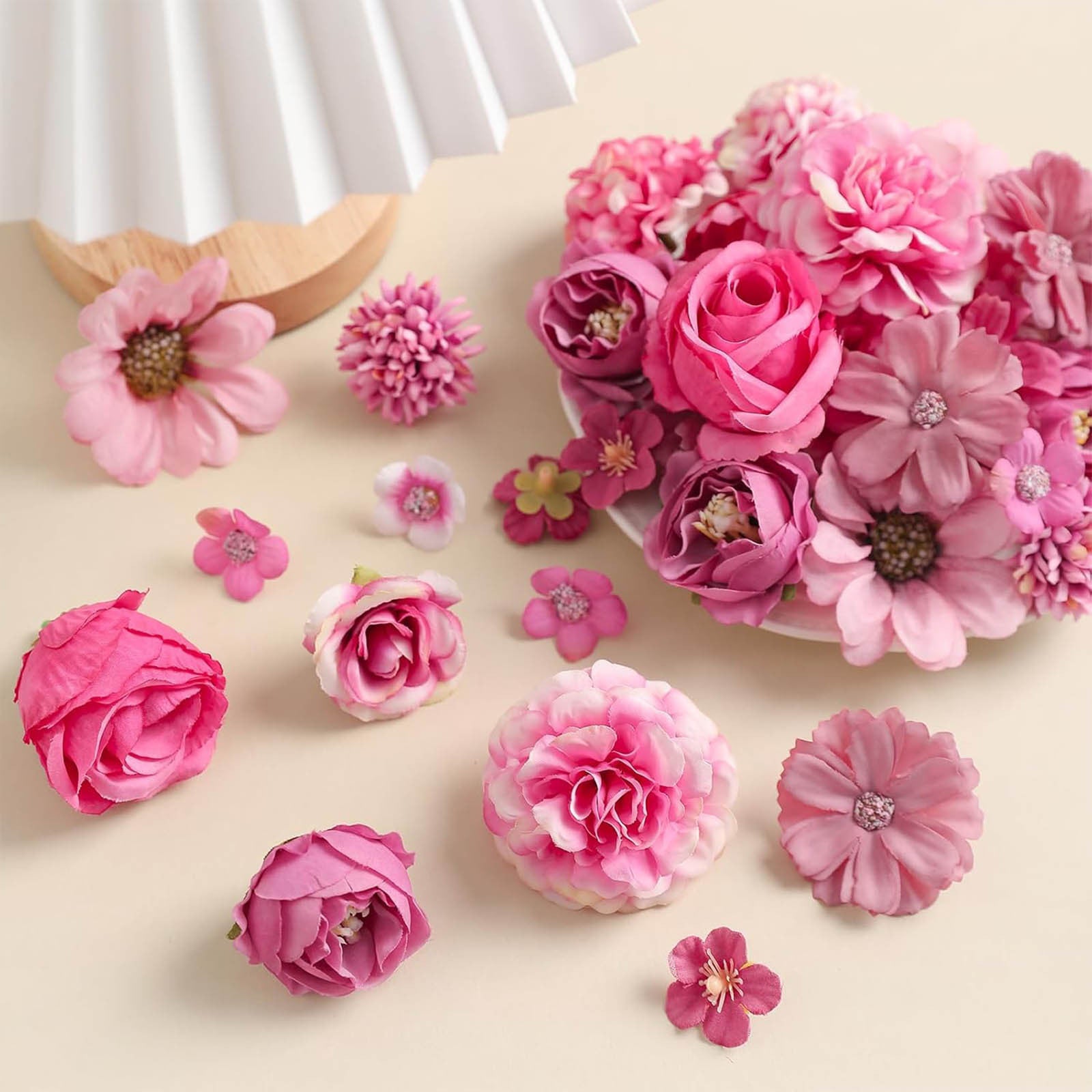 80 Stück Kunstblumen Zum Basteln, 2.5cm~5cm Blumen Deko Kunstblumen Blumenköpfe Können für Haarschmuck, Kleidung