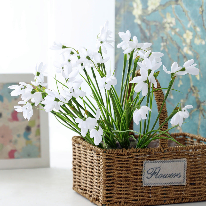 30cm Artifizielle Schneeglöckchen für Dreikönigstag, Stoffblütenkopf biegsam, religiöse Festdekoration