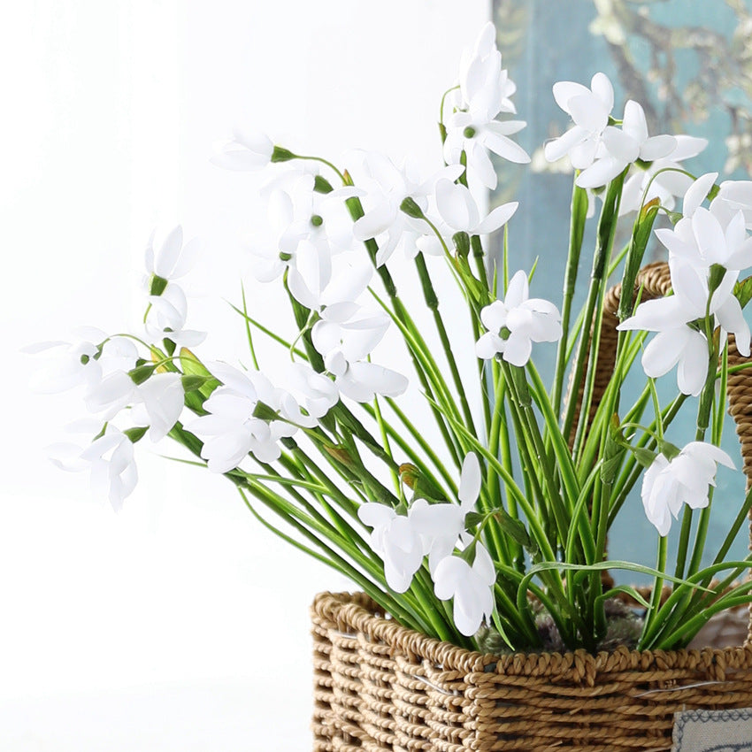 30cm Artifizielle Schneeglöckchen für Dreikönigstag, Stoffblütenkopf biegsam, religiöse Festdekoration