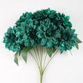 Dahlienbusch künstlich 48 cm, täuschend echte Seiden-Dahlien, 7 Blüten, für Dekoration, Hochzeit, Gastronomie, langlebiger Kunstblumenstrauß