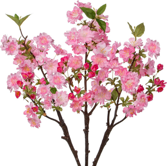 3er Set Natürliche Pfirsichblüten-Kunstblumen – Dunkelrosa Frühlingsdeko mit 46 cm Zweigen für Vasenarrangements & Wohndekoration | Pflegeleicht & Realistisch
