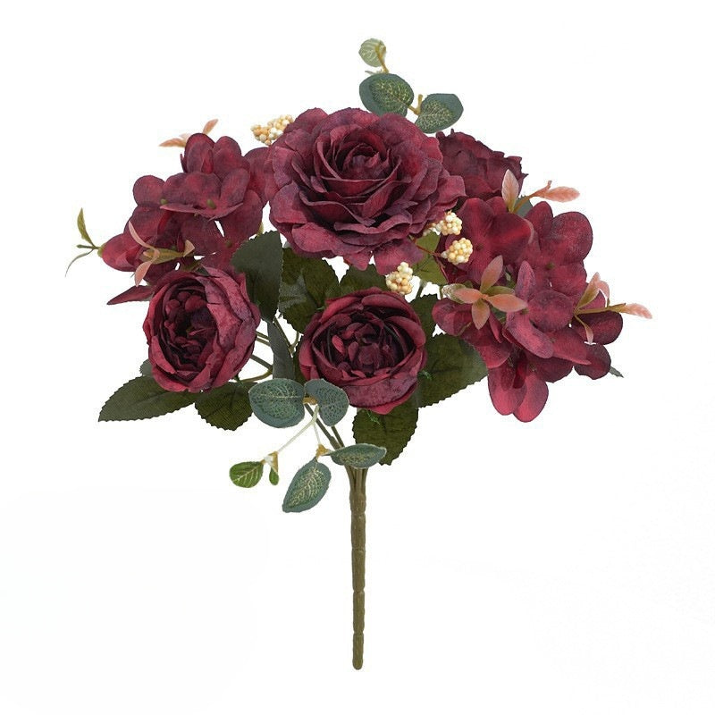 Großhandel: 30 cm-Retro Seide Pfingstrose Busch mit gemischten Hortensien - Faux Flower-Bouquet Dekoration für zu Hause, Braut Hochzeit, Party
