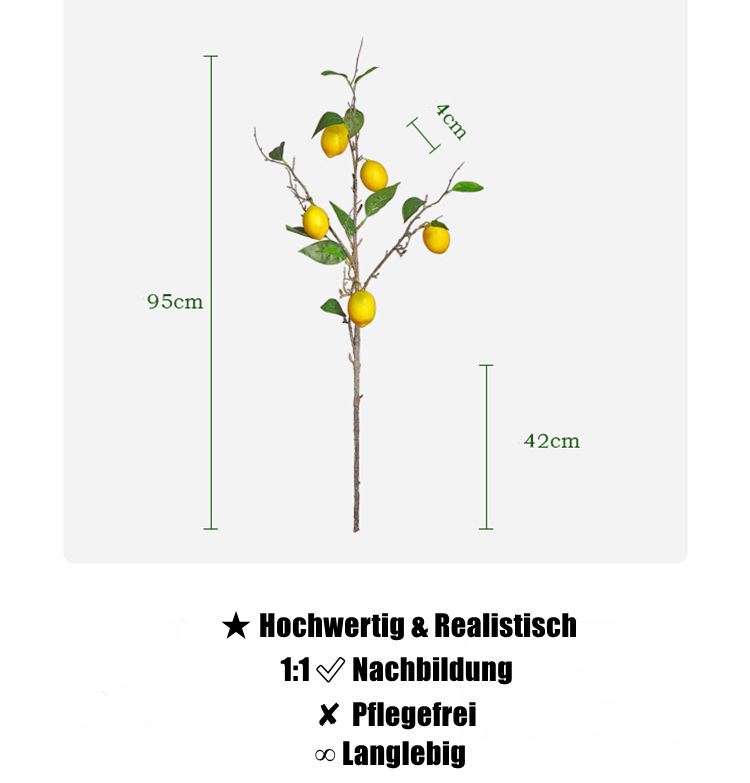 95 cm hohe künstliche Zitronen-Äste | Perfekt für Oktoberfest & Hausdekoration
