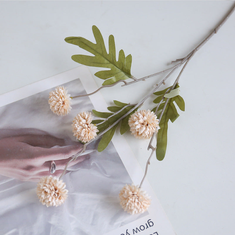 Großhandel: Faux-Kiku-Blumenstängel mit Pom-Pom-Bällen – für ästhetische Raumdekoration, Blumenarrangements und Tischanlagen