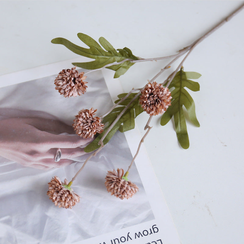 Großhandel: Faux-Kiku-Blumenstängel mit Pom-Pom-Bällen – für ästhetische Raumdekoration, Blumenarrangements und Tischanlagen