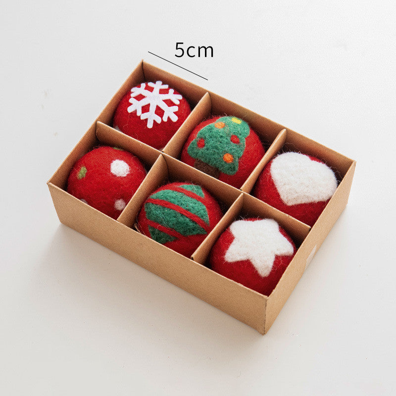 6 Stück Filzschneeflocke & Christbaumkugel – handgemachte Weihnachtsdekoration