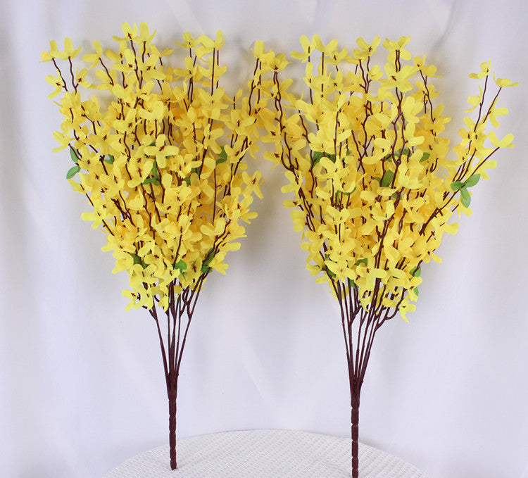 2er Set Künstliche Forsythienzweige 60cm mit Gelben Blüten - Täuschend Echte Frühlingsblumen für Vase, Tischdeko & Wohnzimmer