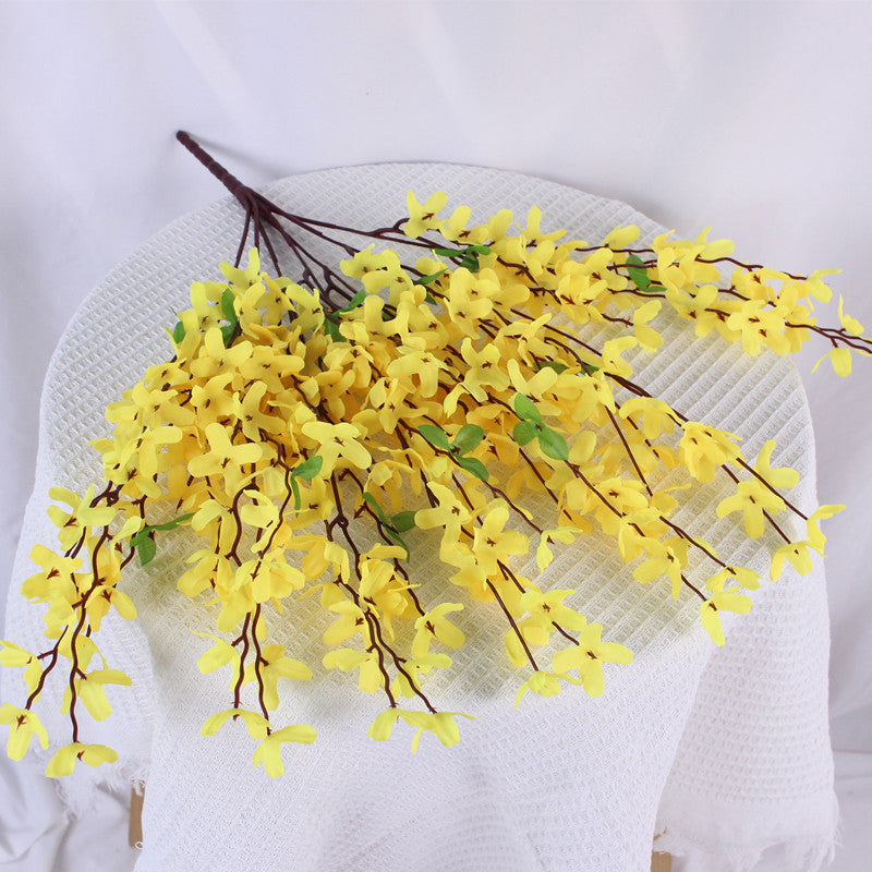 2er Set Künstliche Forsythienzweige 60cm mit Gelben Blüten - Täuschend Echte Frühlingsblumen für Vase, Tischdeko & Wohnzimmer