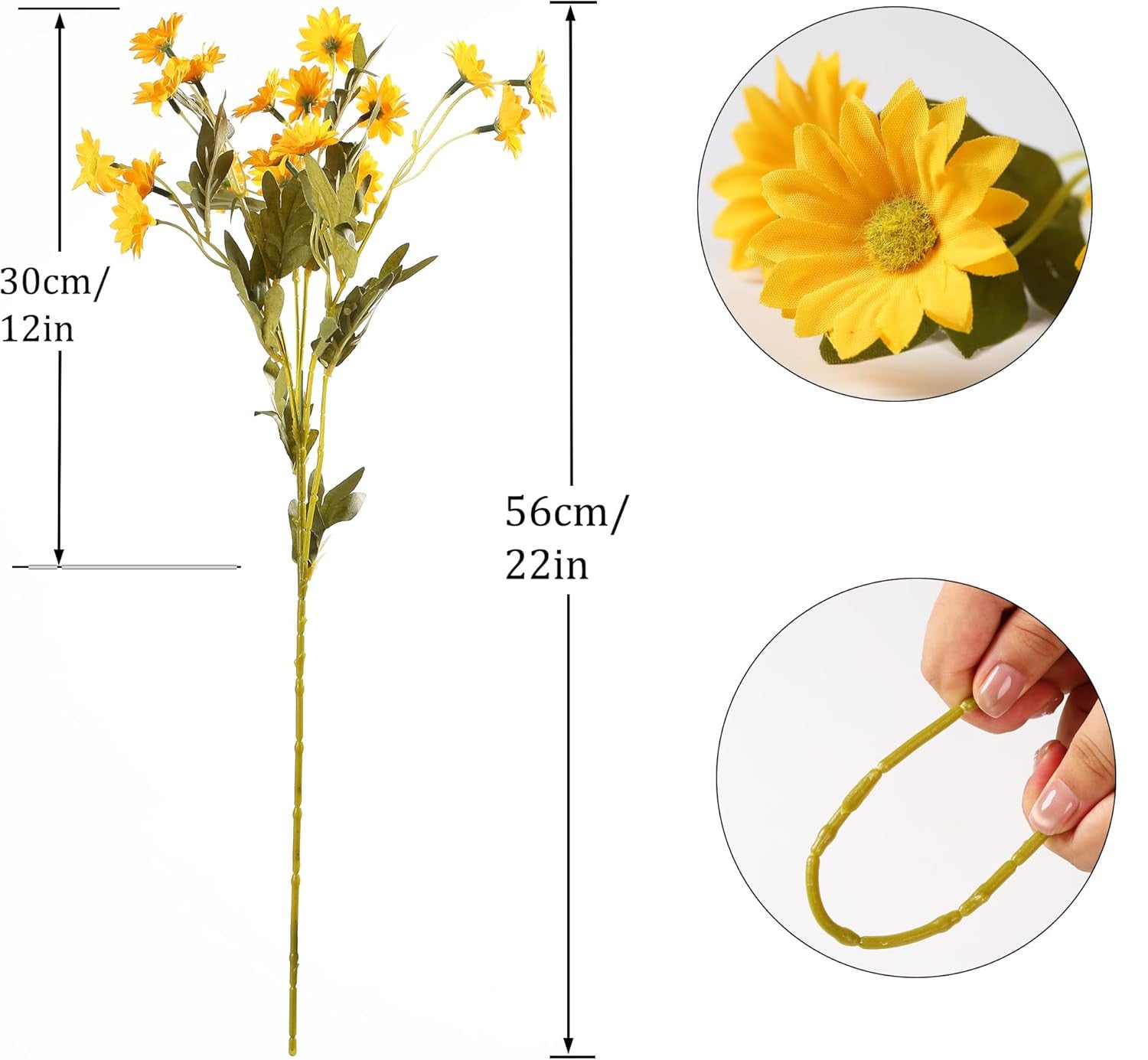 6 Bündel 56cm Herbst- und Winterfarben Gänseblümchen Kunstblumen Künstliche Marguerite Blumen wie Echt