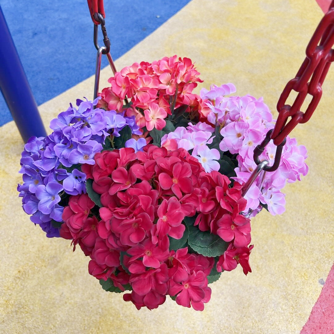 Großhandel: Großes 24-Stängel-Künstliches Geranium-Busch-Blumen, künstliche Pflanzen, uv-beständig für den Außenbereich, Großhandel