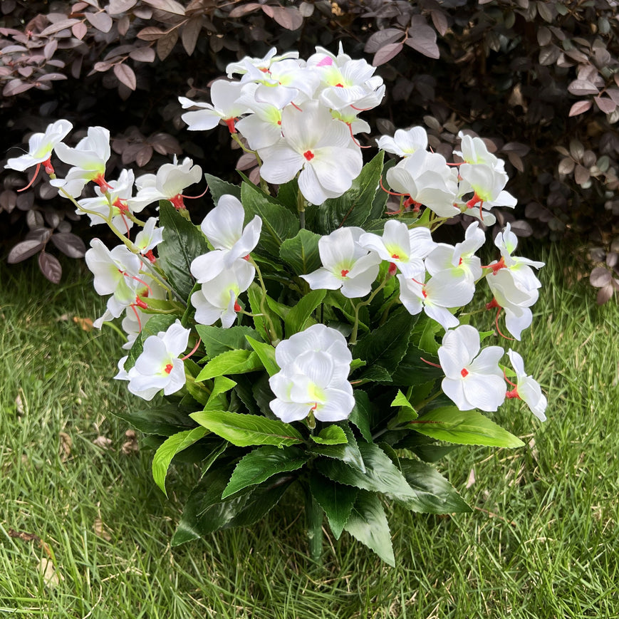 Großhandel Großer Impatiens-Sträuch mit 24 Stängeln – künstliche Außenblumen, UV-beständig