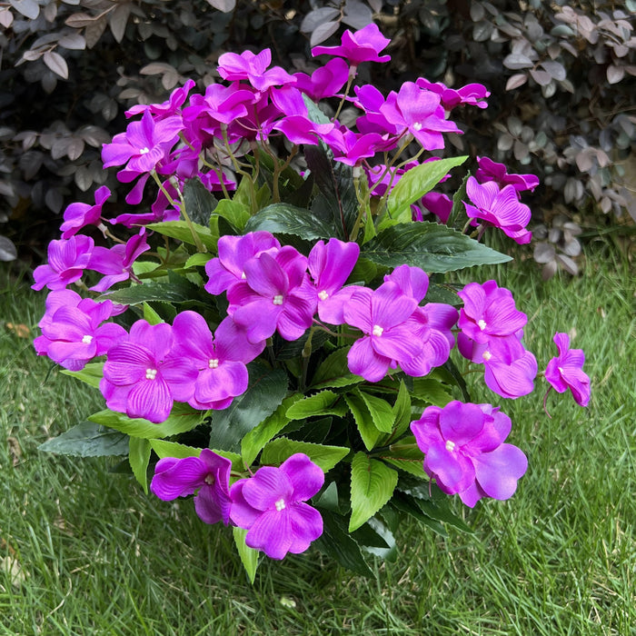 Großhandel Großer Impatiens-Sträuch mit 24 Stängeln – künstliche Außenblumen, UV-beständig