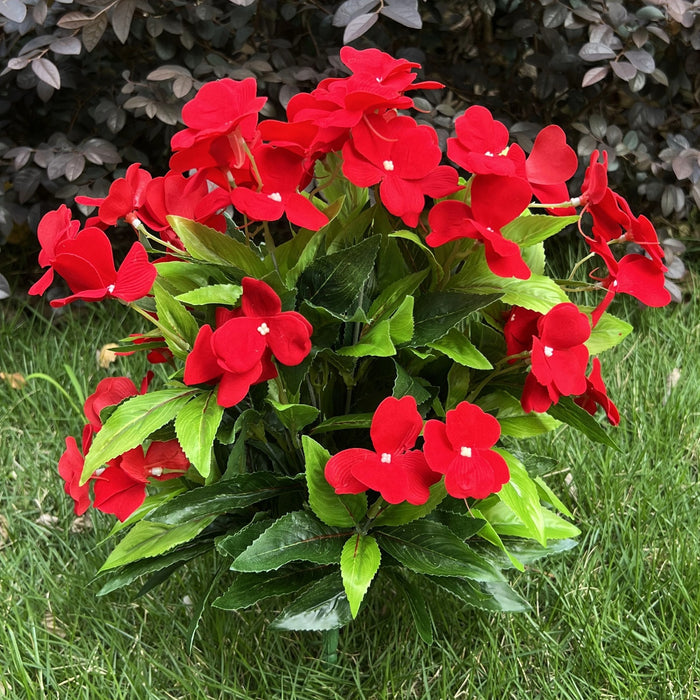Großhandel Großer Impatiens-Sträuch mit 24 Stängeln – künstliche Außenblumen, UV-beständig