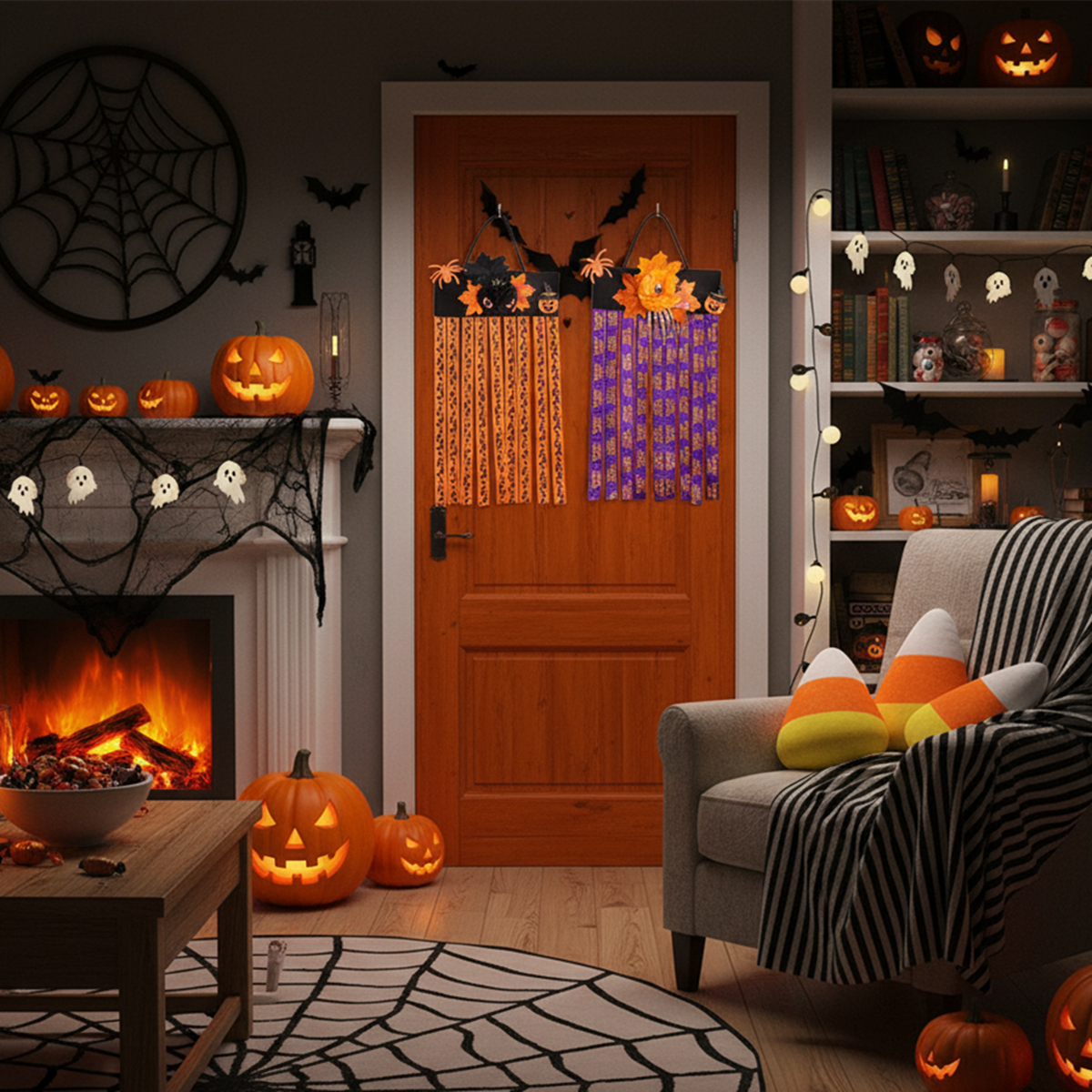 Halloween-Dekorationshänger Kürbis-Hänger Spinne-Hänger und Totenkopf-Hänger