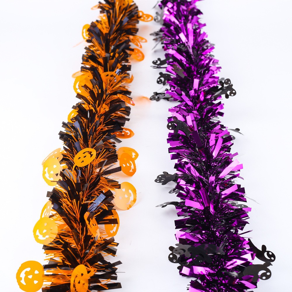 2 m lange Halloween-Glitzer-Girlande mit Lametta – Perfekt für Halloween-Party-Dekoration
