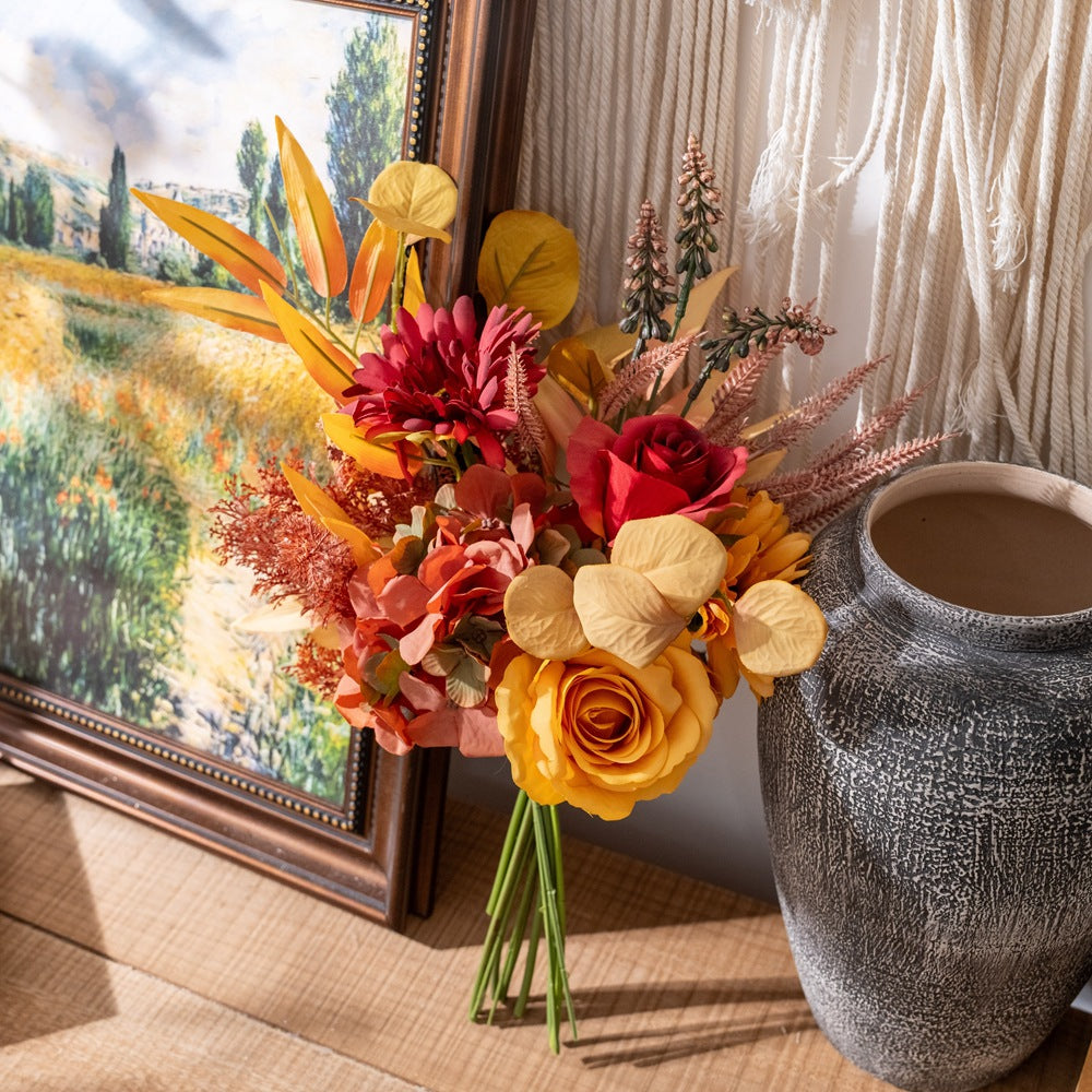 44 cm Herbstlicher Rosen- und Chrysanthemenstrauß für Arrangements, Home Decor, Wohnraumgestaltung & DIY-Dekoprojekte