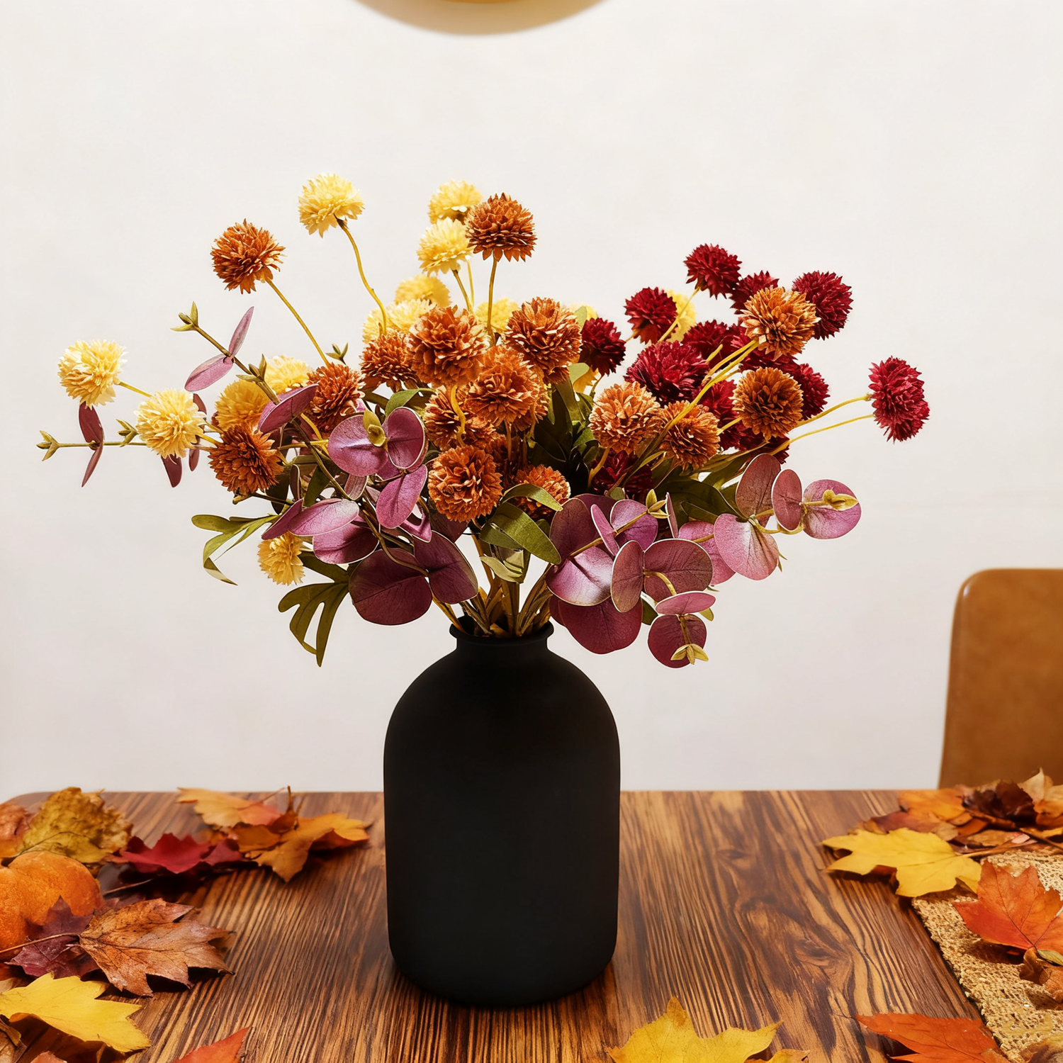Herbstliche künstliche Seiden-Chrysanthemen-Zentrale und Herbstblumenstrauß