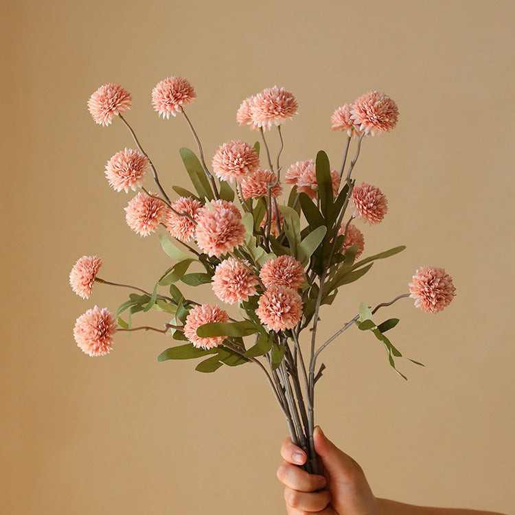 Großhandel: Faux-Kiku-Blumenstängel mit Pom-Pom-Bällen – für ästhetische Raumdekoration, Blumenarrangements und Tischanlagen