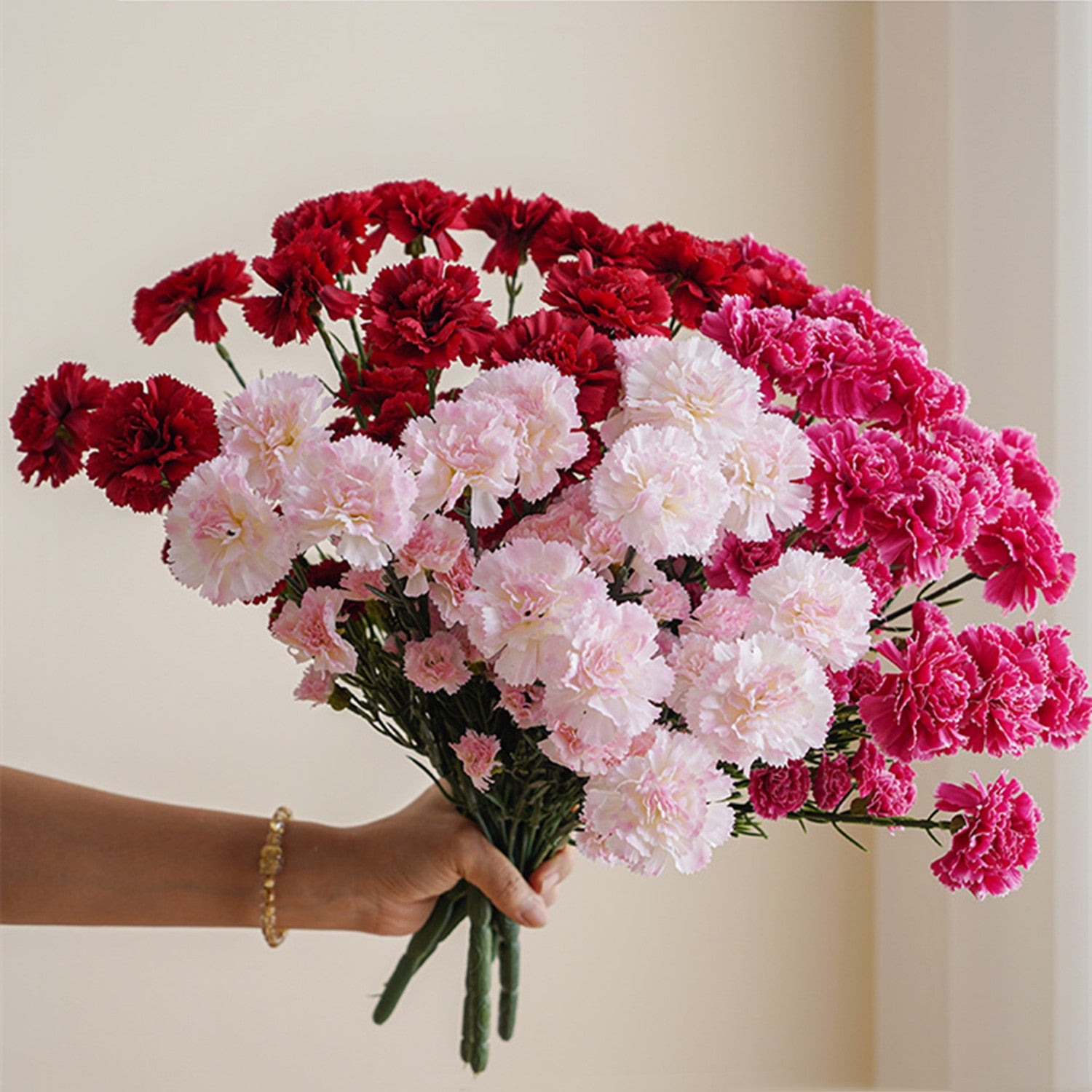 43 cm Kunstblume Nelke Busch mit 7 Stielen