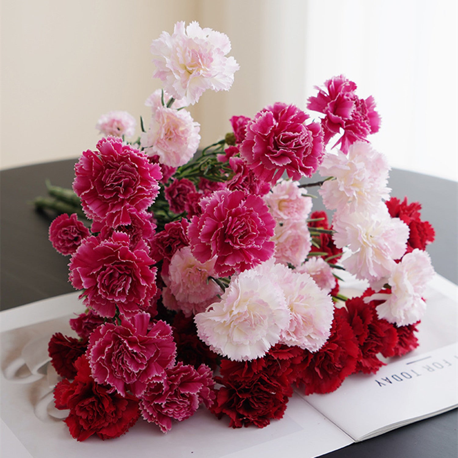 43 cm Kunstblume Nelke Busch mit 7 Stielen